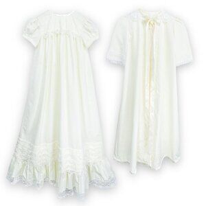 Vintage Long Lace Christening Gown + Matching Over Jacket Coat 3m - 6m - 9m